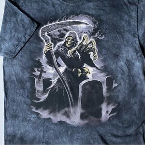 Skulbone Grim-Reaper Shirt Size 2XL Gray Tie Dyed James Rylan 2007 XXL Halloween